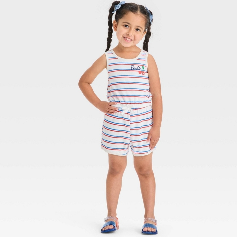 Barbie Multicolor Striped Romper Toddler 3T 🆕